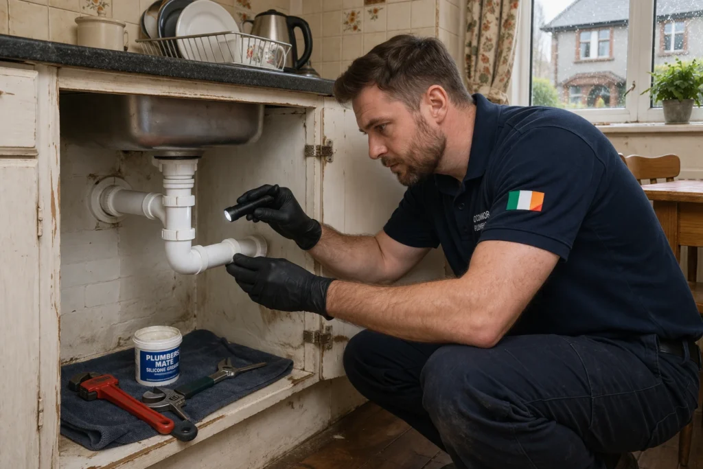 Plumber Blanchardstown Dublin fixing kitchen plumbing in local home